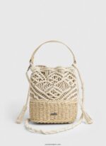 mujer bolso bombonera de macramé y paja Pepe Jeans 44JTZ740 mousse - Imagen 2
