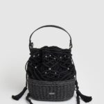 mujer bolso bombonera de macramé y paja Pepe Jeans 44JTZ741 negro