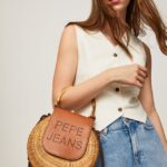 mujer bolso de mano de mimbre hecho a mano Pepe Jeans 44JTZ716 tabaco