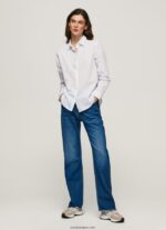 mujer camisa a rayas de gasa de algodón Pepe Jeans 44JTZ324 bahía - Imagen 2