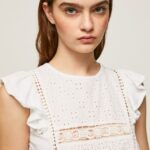 mujer camisa con detalles calados Pepe Jeans 44JTZ437 blanco