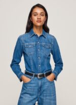mujer camisa de mezclilla ajustada Pepe Jeans 44JTZ320 mezclilla - Imagen 3