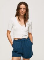 mujer camisa tipo cárdigan de canalé Pepe Jeans 44JTZ383 mousse