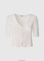 mujer camisa tipo cárdigan de canalé Pepe Jeans 44JTZ383 mousse - Imagen 5