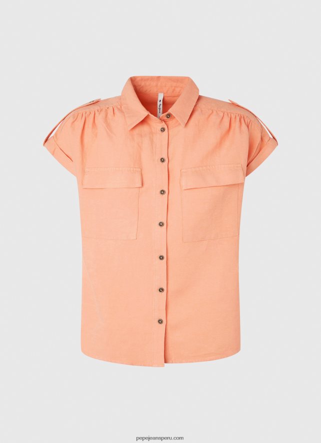 mujer camisa utilitaria de manga corta Pepe Jeans 44JTZ340 durazno - Imagen 5