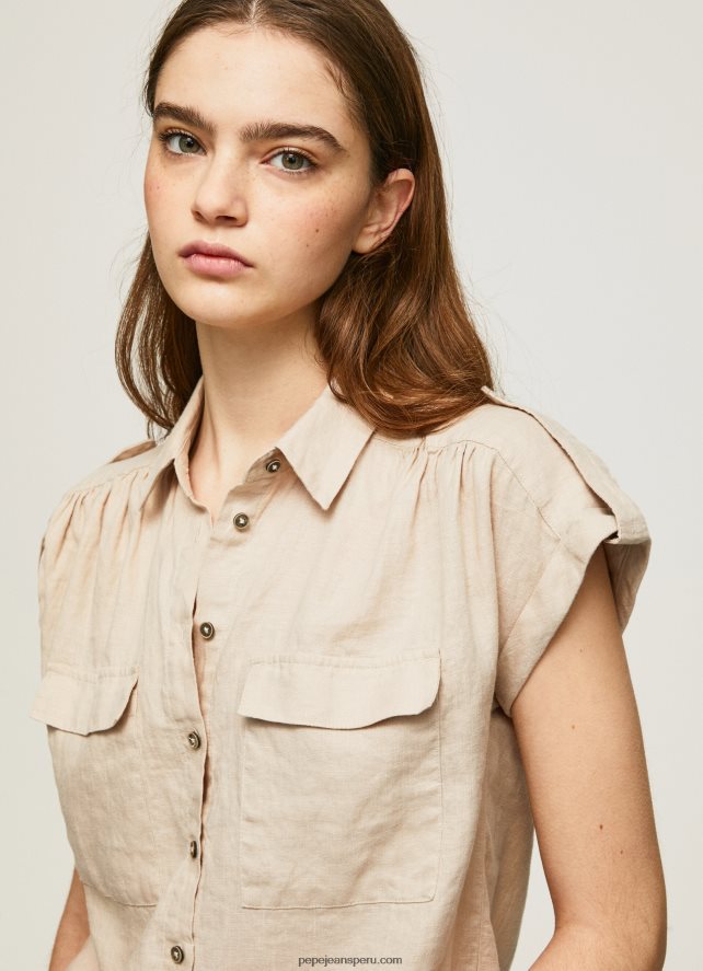 mujer camisa utilitaria de manga corta Pepe Jeans 44JTZ341 piedra - Imagen 2