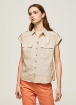 mujer camisa utilitaria de manga corta Pepe Jeans 44JTZ341 piedra