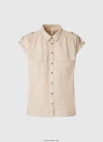 mujer camisa utilitaria de manga corta Pepe Jeans 44JTZ341 piedra - Imagen 4