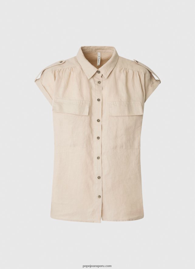 mujer camisa utilitaria de manga corta Pepe Jeans 44JTZ341 piedra - Imagen 4