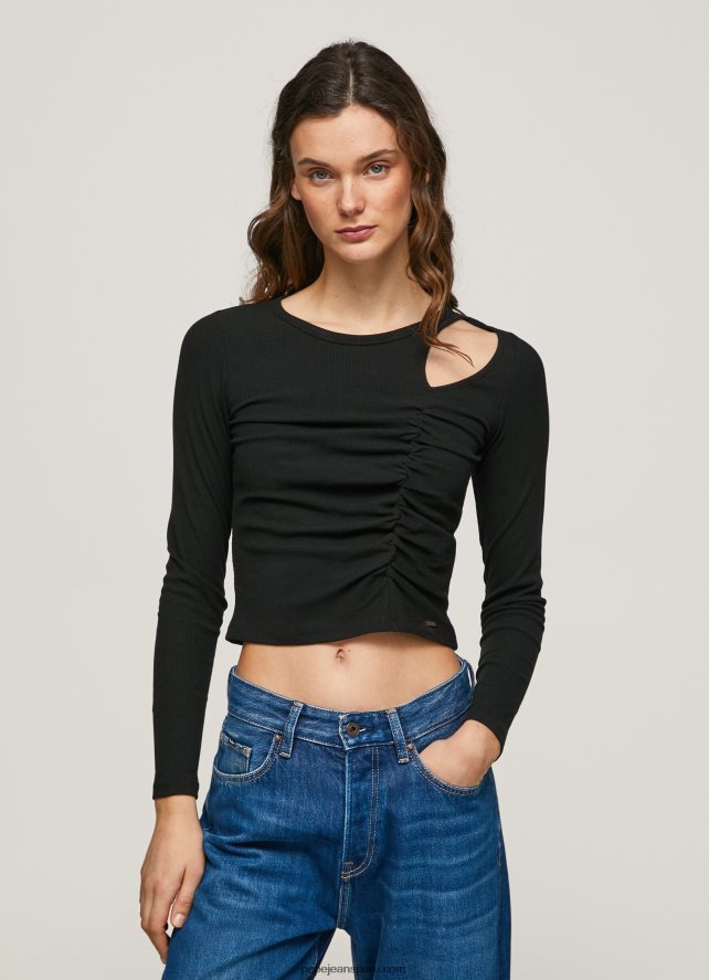 mujer_camiseta_asimetrica_de_manga_larga_pepe_jeans_44jtz405_negro.jpg mujer camiseta asimétrica de manga larga Pepe Jeans 44JTZ405 negro - Imagen 1