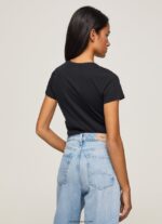mujer camiseta básica con logo Pepe Jeans 44JTZ400 negro - Imagen 4