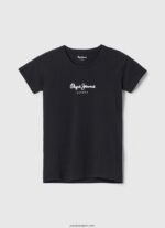 mujer camiseta básica con logo Pepe Jeans 44JTZ400 negro - Imagen 5