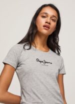 mujer camiseta básica con logo Pepe Jeans 44JTZ401 gris marga - Imagen 2