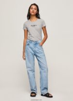 mujer camiseta básica con logo Pepe Jeans 44JTZ401 gris marga - Imagen 3