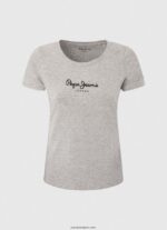 mujer camiseta básica con logo Pepe Jeans 44JTZ401 gris marga - Imagen 5
