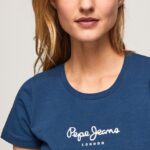 mujer camiseta básica con logo Pepe Jeans 44JTZ470 Armada