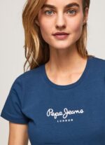 mujer camiseta básica con logo Pepe Jeans 44JTZ470 Armada