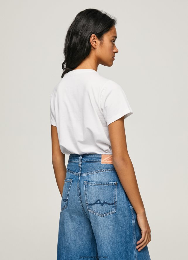 mujer camiseta con cordones en el cuello Pepe Jeans 44JTZ449 blanco - Imagen 4