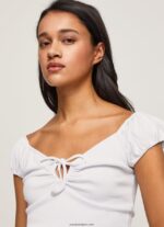 mujer camiseta con escote corazón Pepe Jeans 44JTZ462 blanco