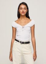 mujer camiseta con escote corazón Pepe Jeans 44JTZ462 blanco - Imagen 3