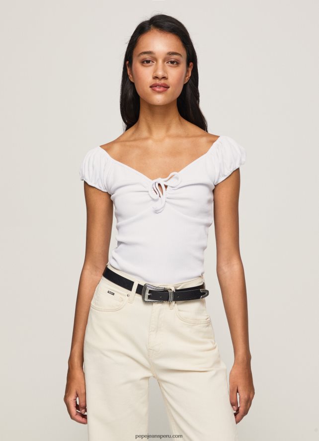 mujer camiseta con escote corazón Pepe Jeans 44JTZ462 blanco - Imagen 3