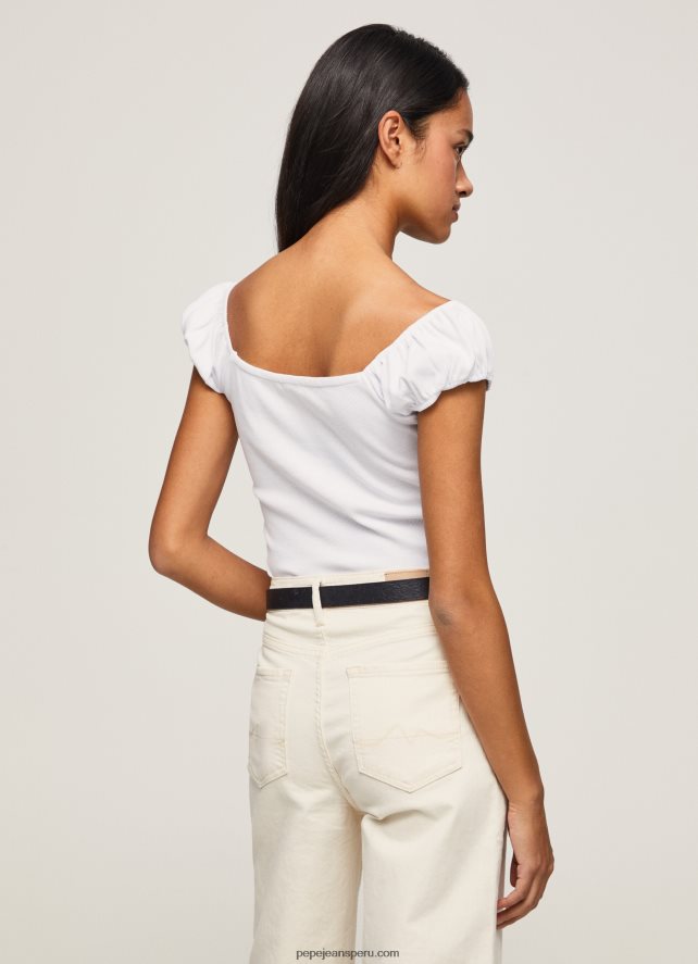 mujer camiseta con escote corazón Pepe Jeans 44JTZ462 blanco - Imagen 4