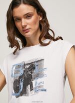 mujer camiseta con estampado de foto Pepe Jeans 44JTZ410 blanco - Imagen 3