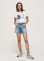 mujer camiseta con estampado de foto Pepe Jeans 44JTZ429 blanco - Imagen 2