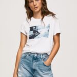 mujer camiseta con estampado de foto Pepe Jeans 44JTZ429 blanco