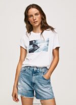 mujer camiseta con estampado de foto Pepe Jeans 44JTZ429 blanco