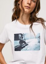 mujer camiseta con estampado de foto Pepe Jeans 44JTZ429 blanco - Imagen 3