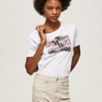 mujer camiseta con estampado de foto Pepe Jeans 44JTZ432 blanco