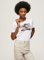mujer camiseta con estampado de foto Pepe Jeans 44JTZ432 blanco