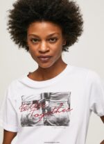 mujer camiseta con estampado de foto Pepe Jeans 44JTZ432 blanco - Imagen 3
