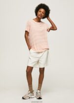 mujer camiseta con estampado de rayas Pepe Jeans 44JTZ386 durazno - Imagen 2