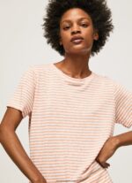 mujer camiseta con estampado de rayas Pepe Jeans 44JTZ386 durazno