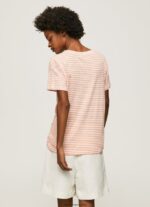 mujer camiseta con estampado de rayas Pepe Jeans 44JTZ386 durazno - Imagen 4