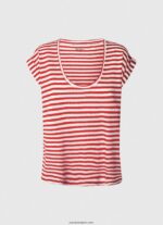 mujer camiseta con estampado de rayas Pepe Jeans 44JTZ446 estudio rojo - Imagen 5