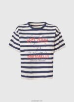 mujer camiseta con estampado de rayas Pepe Jeans 44JTZ450 océano - Imagen 5