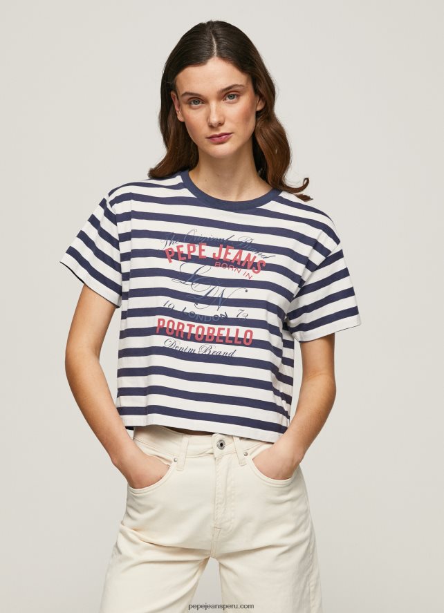 mujer_camiseta_con_estampado_de_rayas_pepe_jeans_44jtz450_oceano.jpg mujer camiseta con estampado de rayas Pepe Jeans 44JTZ450 océano - Imagen 1