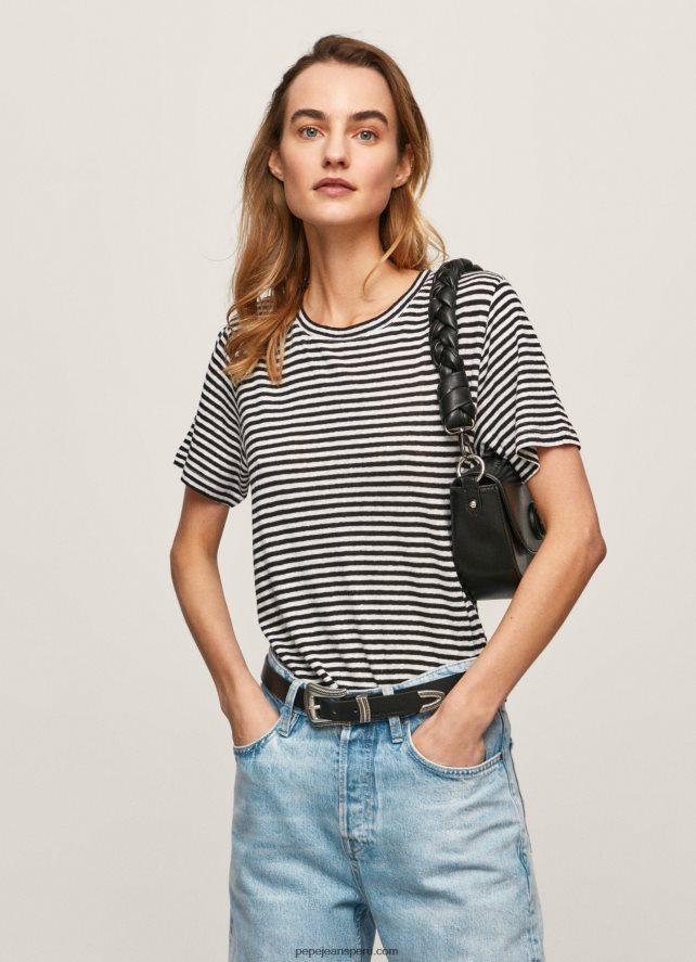 mujer_camiseta_con_estampado_de_rayas_pepe_jeans_44jtz459_negro.jpg mujer camiseta con estampado de rayas Pepe Jeans 44JTZ459 negro - Imagen 1