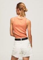 mujer camiseta de canalé con manga sisa Pepe Jeans 44JTZ398 durazno - Imagen 5