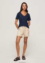 mujer camiseta de lino con cuello de pico Pepe Jeans 44JTZ467 dulwich - Imagen 2