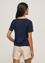 mujer camiseta de lino con cuello de pico Pepe Jeans 44JTZ467 dulwich - Imagen 4