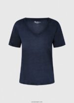 mujer camiseta de lino con cuello de pico Pepe Jeans 44JTZ467 dulwich - Imagen 5