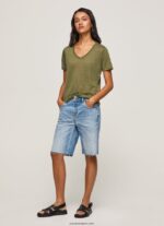 mujer camiseta de lino con cuello de pico Pepe Jeans 44JTZ468 rango - Imagen 2