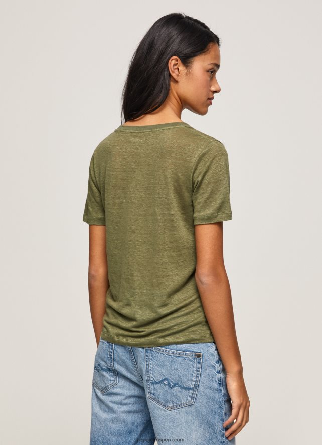 mujer camiseta de lino con cuello de pico Pepe Jeans 44JTZ468 rango - Imagen 4