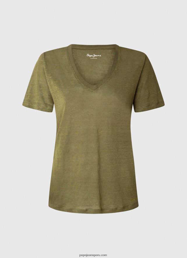 mujer camiseta de lino con cuello de pico Pepe Jeans 44JTZ468 rango - Imagen 5