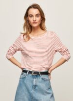 mujer camiseta de manga larga a rayas Pepe Jeans 44JTZ395 estudio rojo