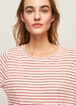 mujer camiseta de manga larga a rayas Pepe Jeans 44JTZ395 estudio rojo - Imagen 3